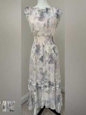 Rebecca Taylor Lily Smock Midi Dress Delicate Floral Size XS